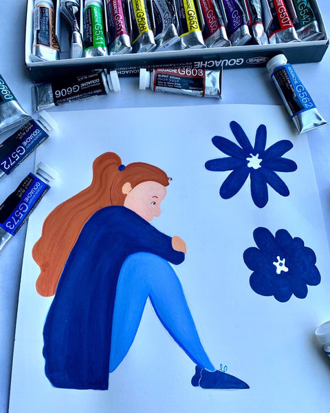 Mental Health Awareness Month Illustration (Work In Process Photos + Final Image)